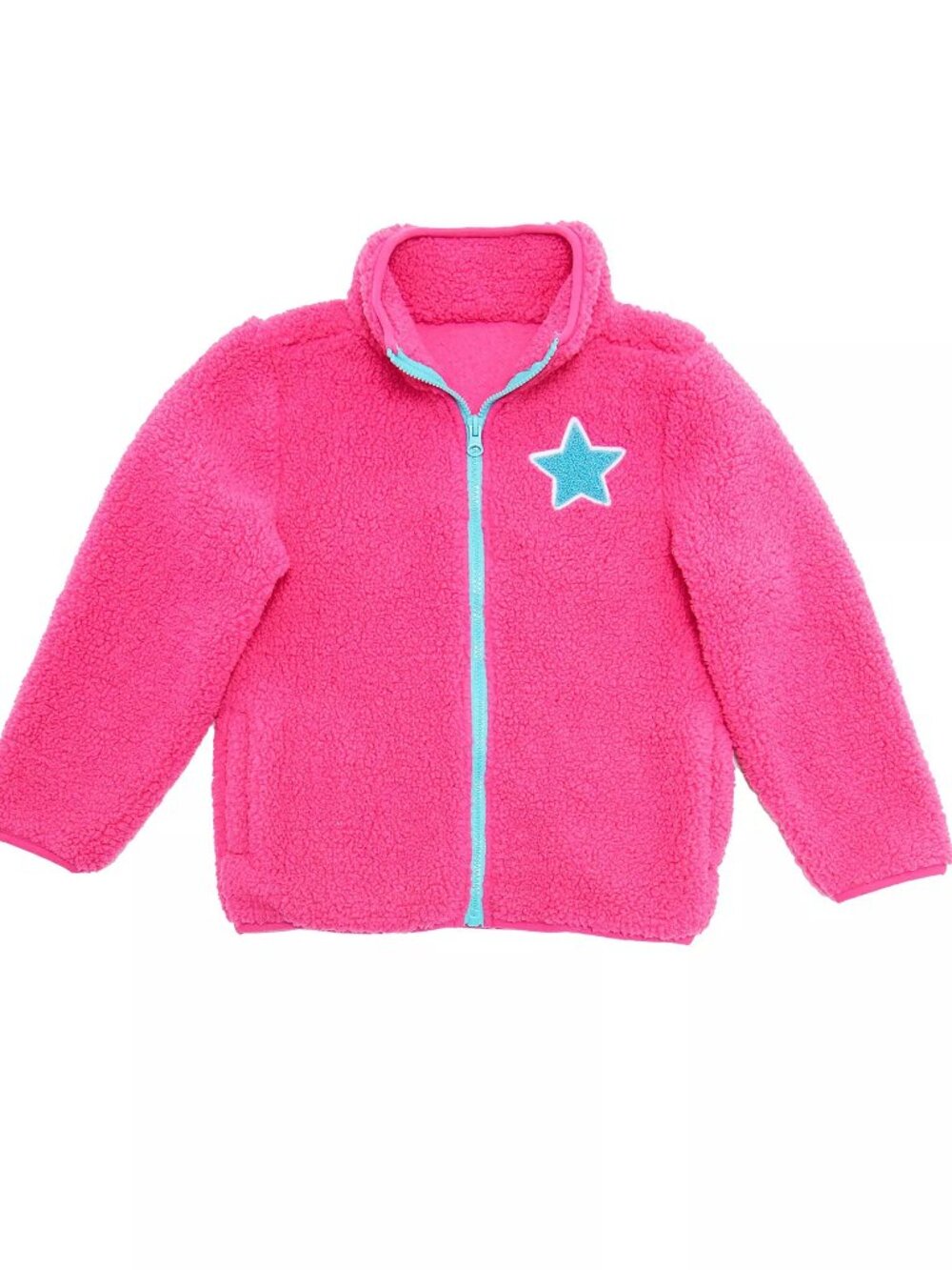 Andy & Evan pink fleece sherpa zip-up jacket